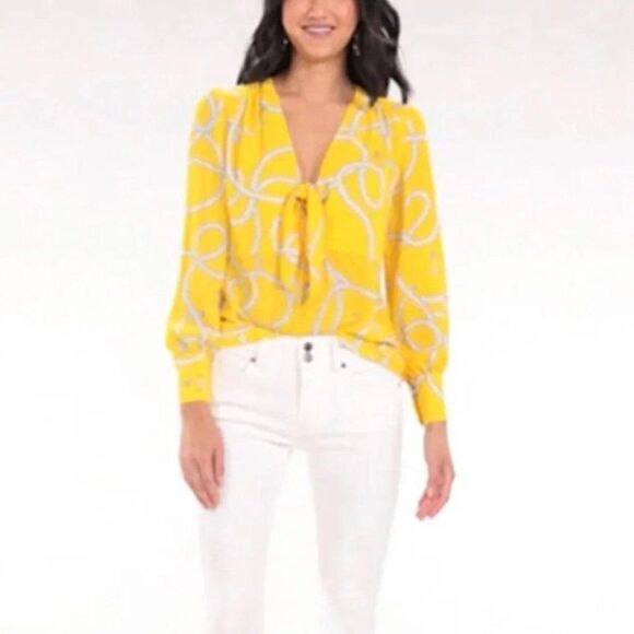 Cabi 5707 Reef Knot Blouse Yellow Nautical Size Small - Picture 1 of 8